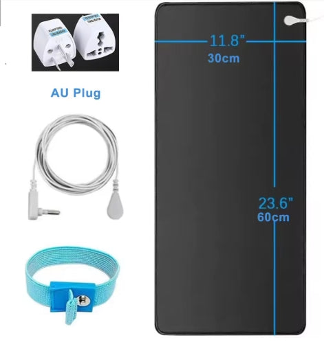 Earthing Mat with Wristband Soft PU Grounding Mat Pad Healthy Balance for Anxiety Relief & Better Sleep Earth Connected Therapy